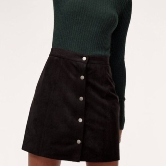 wilfred free black suede button up mini skirt - Picture 4 of 4